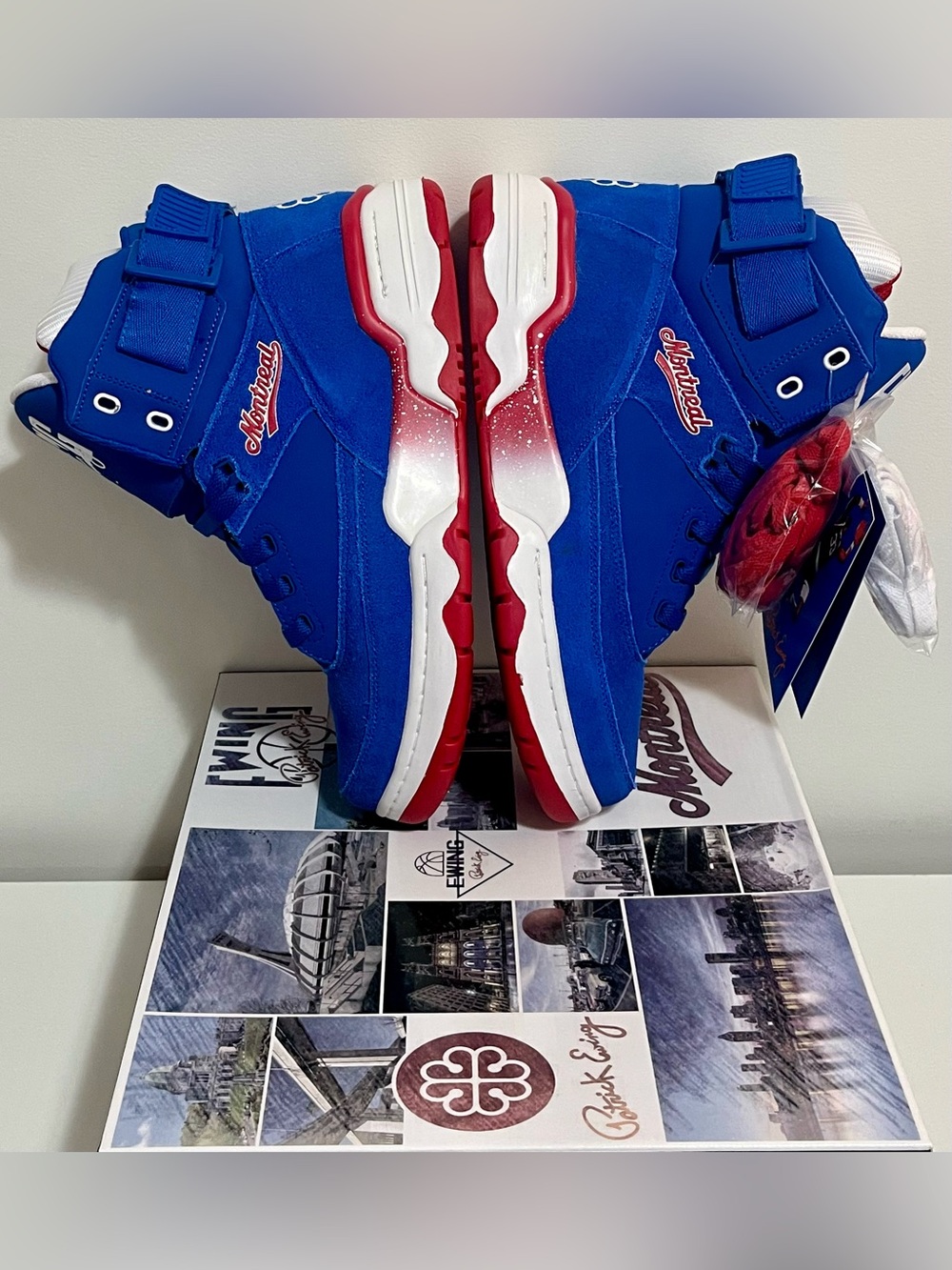 Ewing Athletics 33 Hi Montreal Blue & Red Basketball Sneakers - Picture 8 of 11